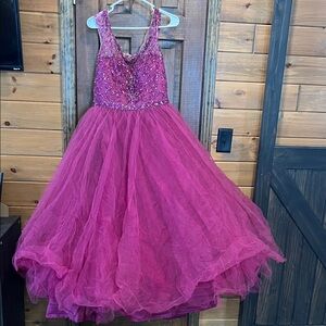 Stunning Fuchsia Beaded Prom Dress